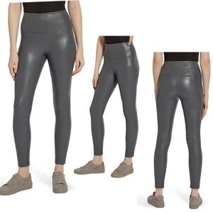 Joe fresh charcoal gray faux leather pleather vegan leggings high rise Sz M